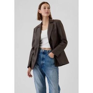 GAP Vegan Leather Blazer in Tierra Brown